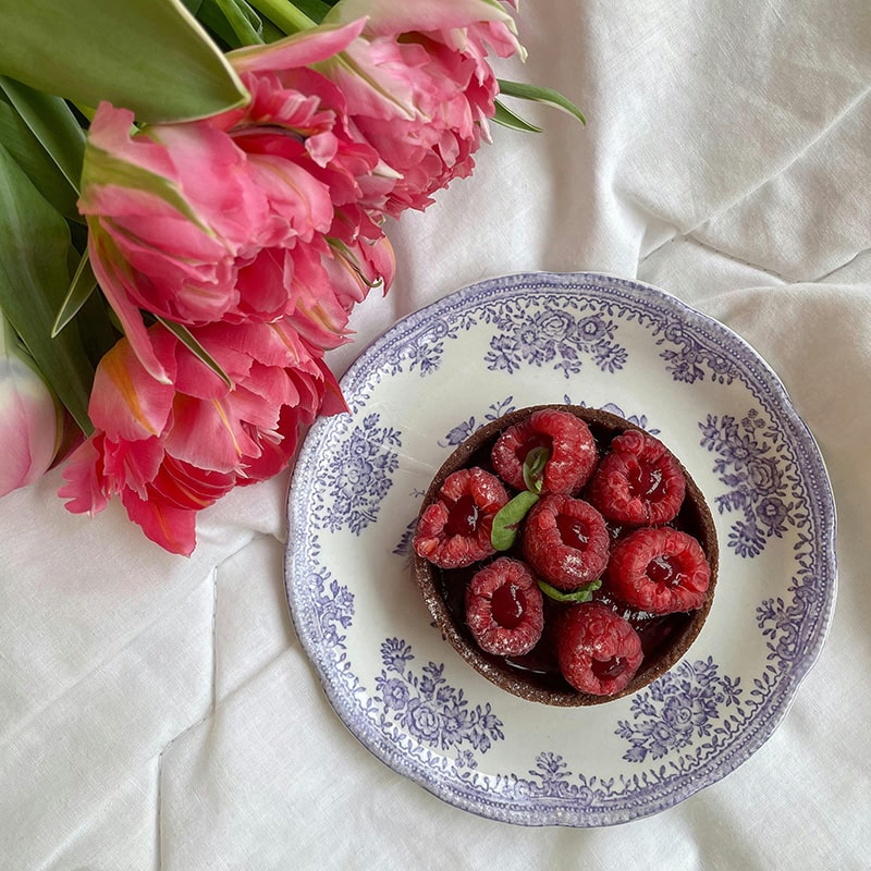 Tarte aux framboises et crème d’amandes
